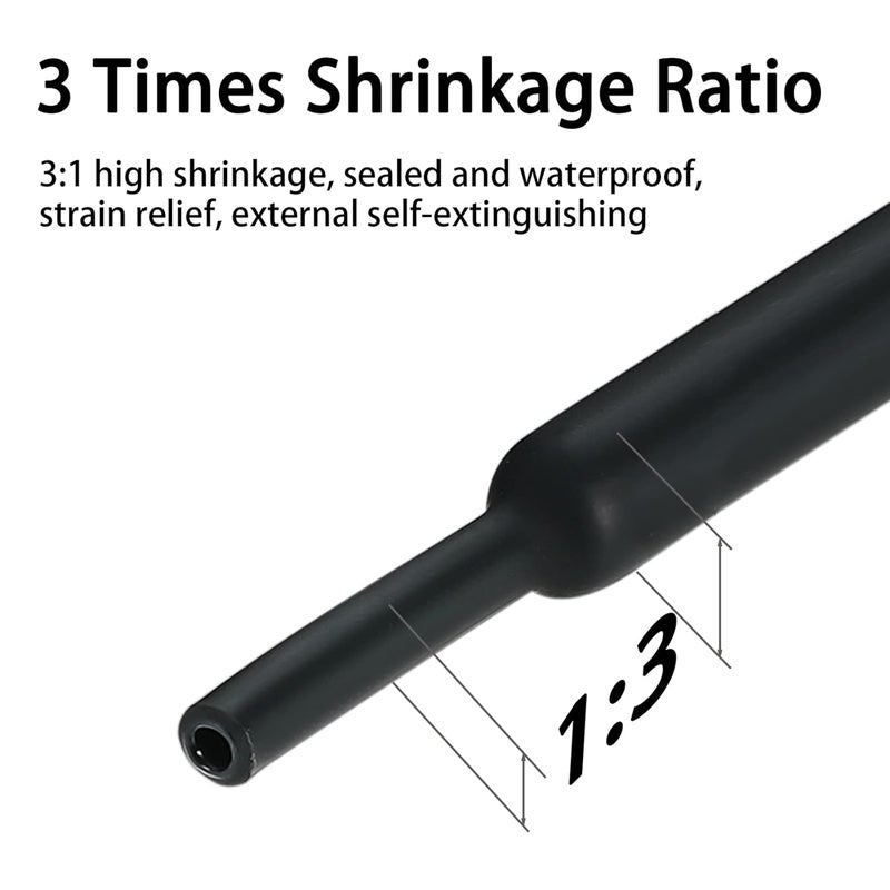 ALEKOR 4 Sizes 188 Pieces Large Heat Shrink Tubing Kit 3:1 Ratio Industrial Marine Grade Waterproof with Adhesive - Image 2